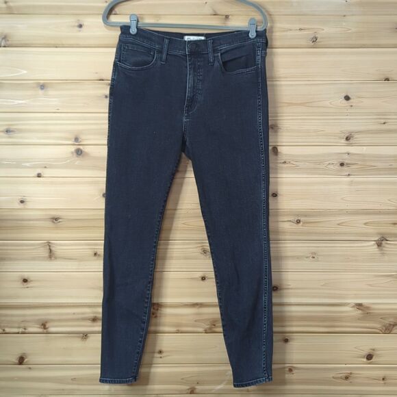 Madewell Jeans Womens 31 Black 10" High Riser Skinny Skinny - Picture 1 of 10